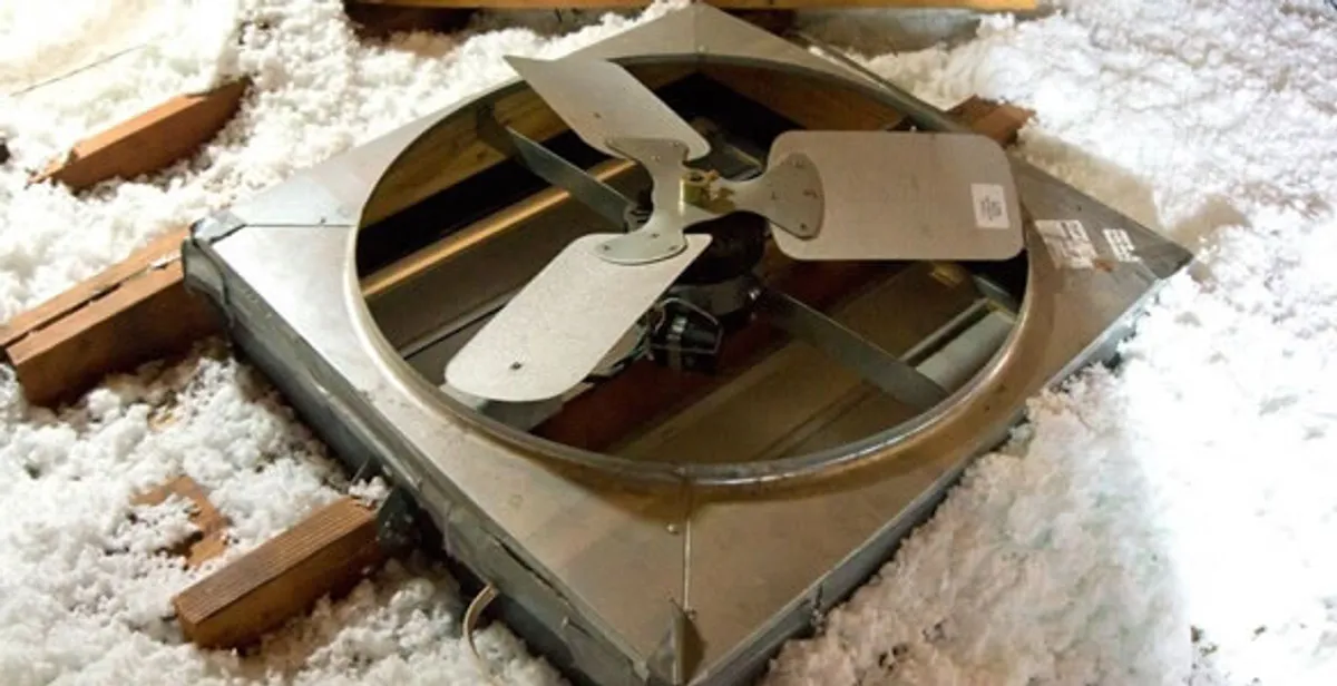 whole house fan installation services with attic-mounted ventilation unit in Evansville, IN